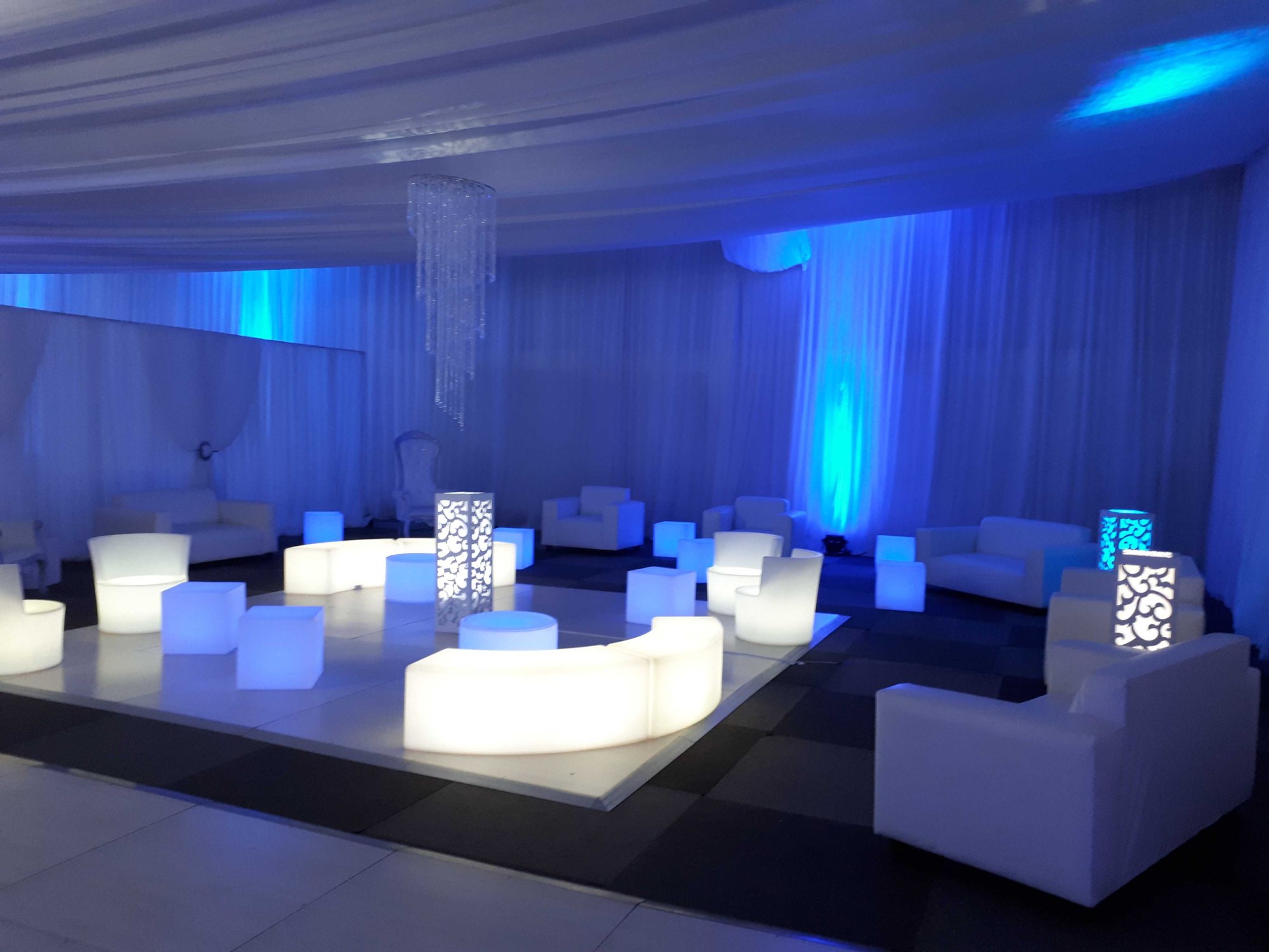 Stylish LED lounge furniture with blue lighting