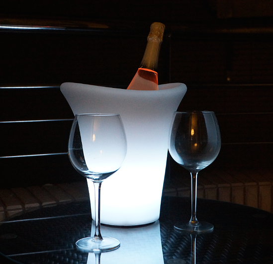 LED ice bucket with wine and glasses