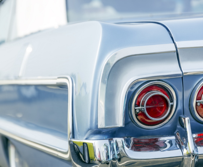 Close-up of the rear detail of a vintage car