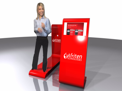 Holographic virtual presenter setup with Afriten Technologies branding