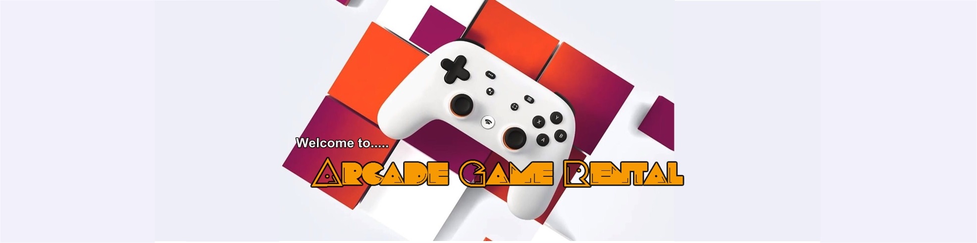 Graphic featuring an arcade game controller with logo