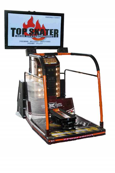 Top Skater arcade game setup with a skateboarding platform and screen