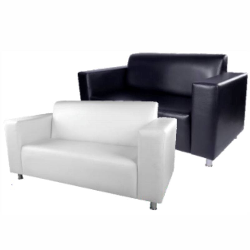 Black and white modern sofas displayed together.