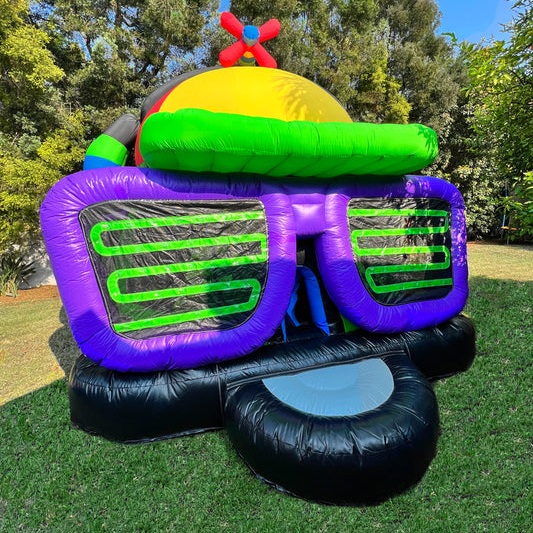 Disco Dude Jumping Castle with oversized sunglasses detail