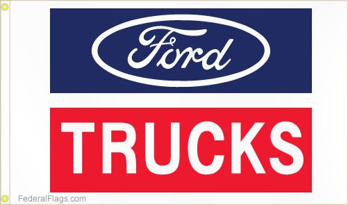 Ford Trucks logo on a blue and red background