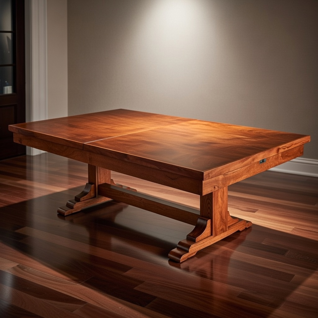 Custom wooden gaming table with a polished finish