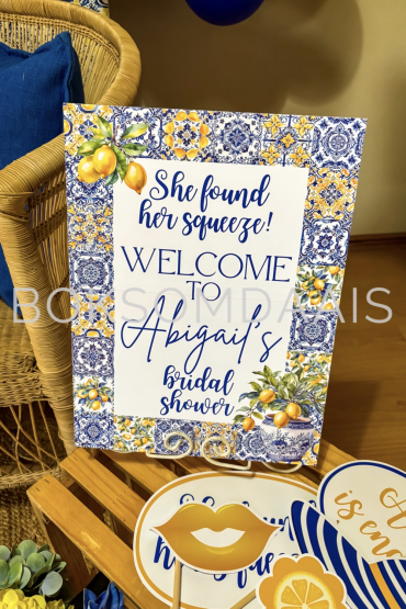 Welcome sign for Abigail's bridal shower