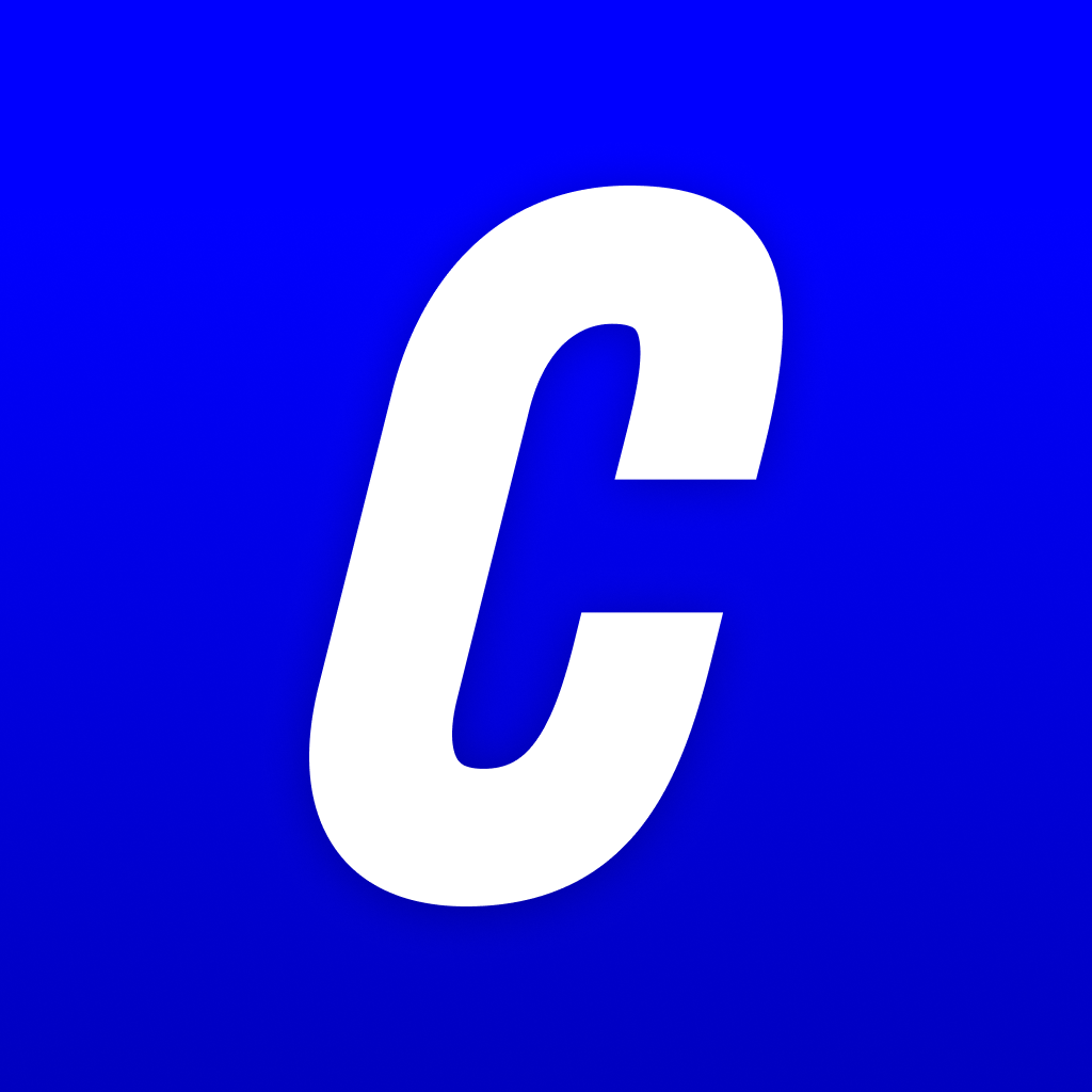 Logo of Cueup in white on blue background