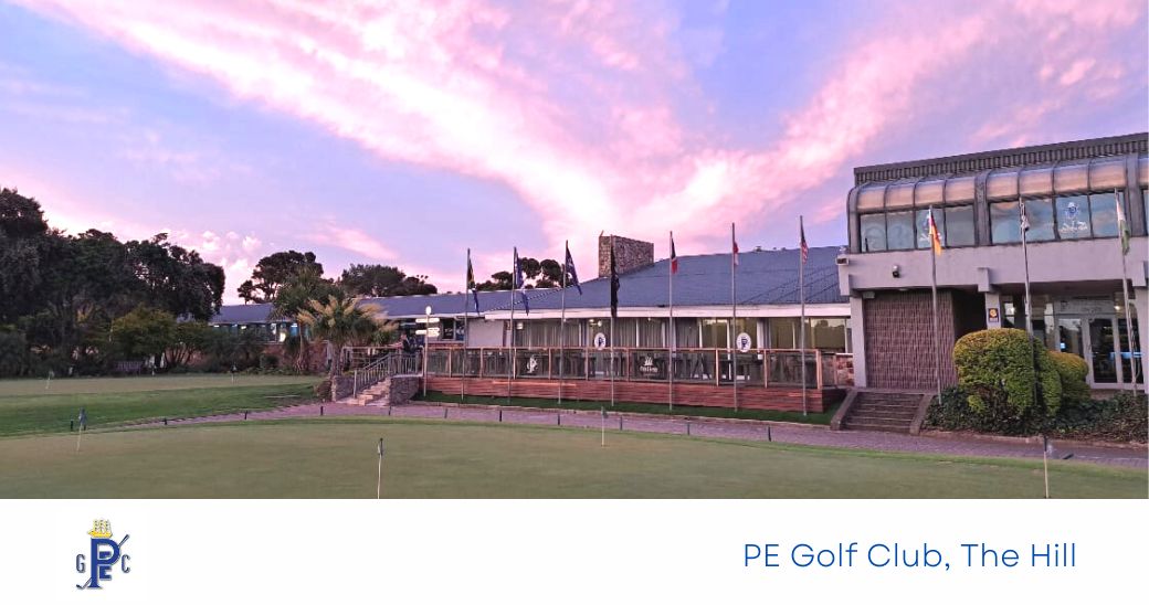 Outdoor view of PE Golf Club at sunset