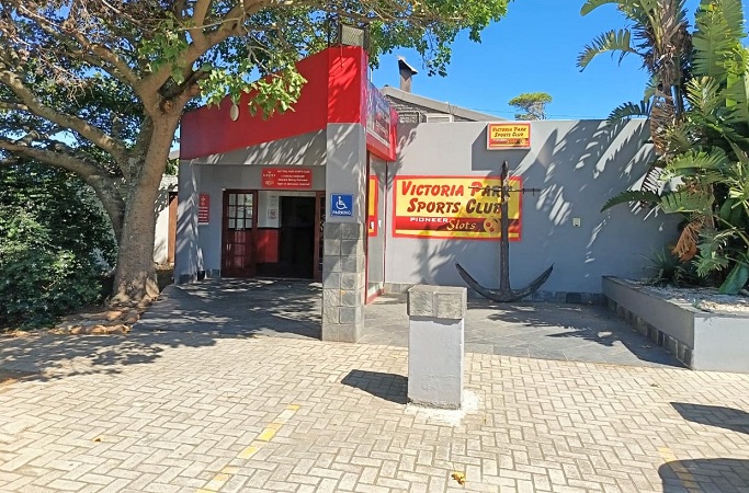 Entrance of Victoria Park Sports Club with signage