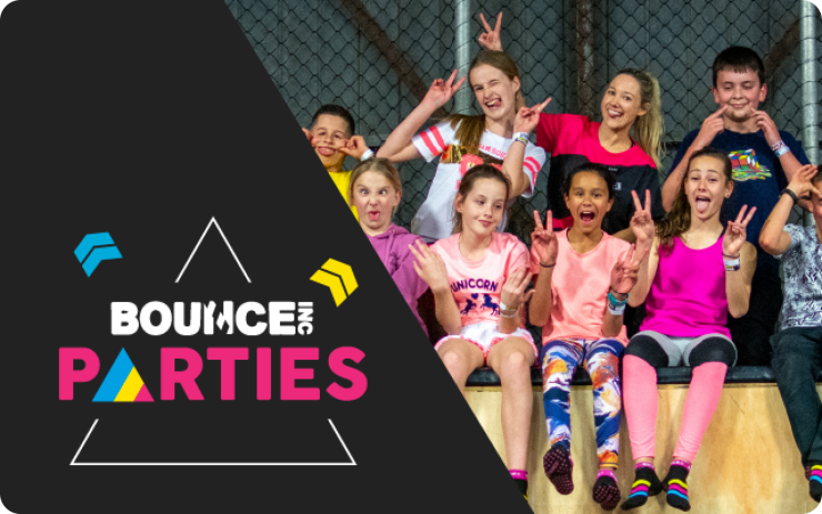 Group of children celebrating at BOUNCE Inc party