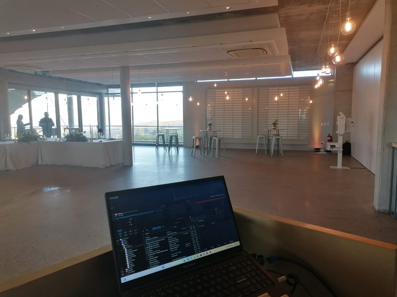 Uplighting installation in a modern event venue