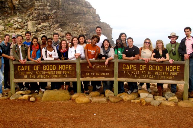 Group of people at the Cape of Good Hope sign