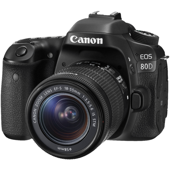 Canon EOS 80D camera with zoom lens