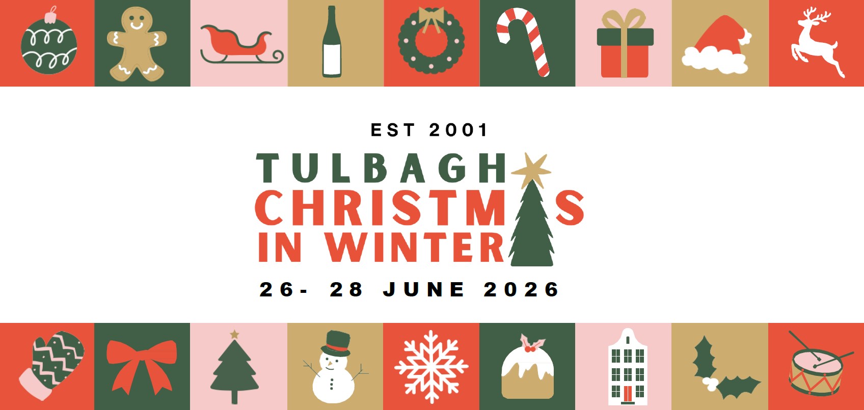 Graphic promoting Tulbagh Christmas in Winter festival, with festive icons.