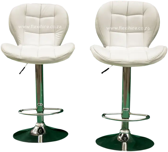 White bar chairs with chrome bases
