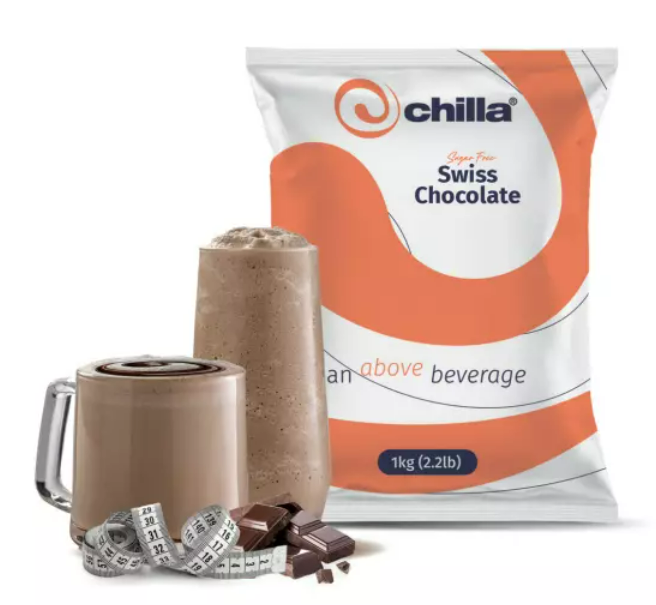 Chilla Swiss Chocolate product with drinks and ingredients