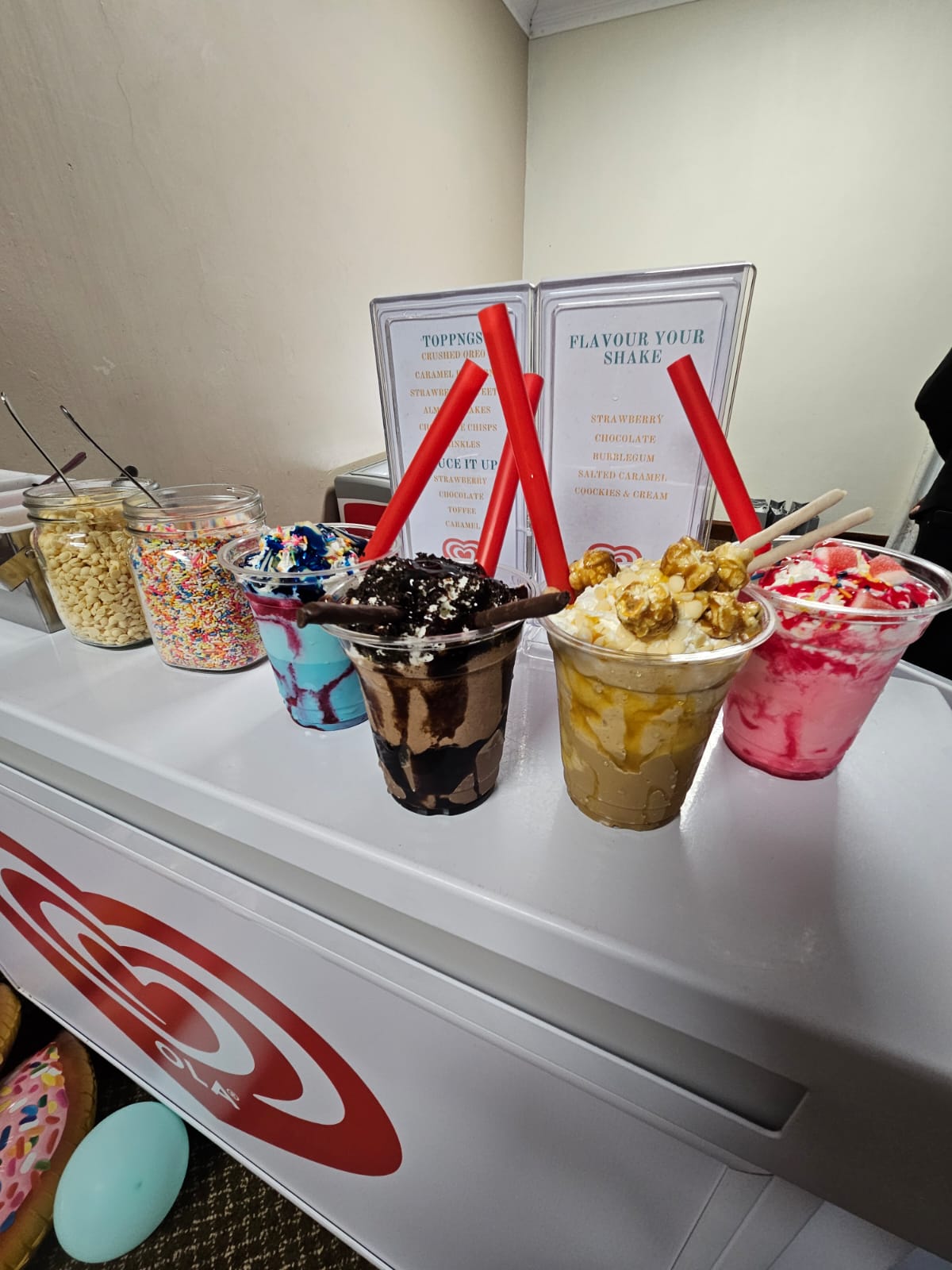 Colorful bubble tea and shakes in clear cups