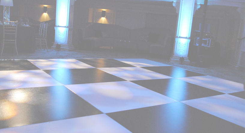 Black and white dance floor with uplighting
