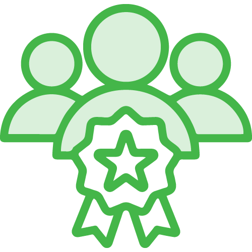Illustration of a team with a ribbon award