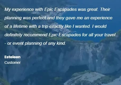 Testimonial from a satisfied customer about Epic Escapades