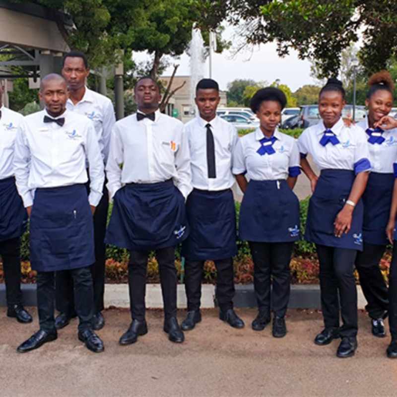 Group of hospitality staff ready for an event