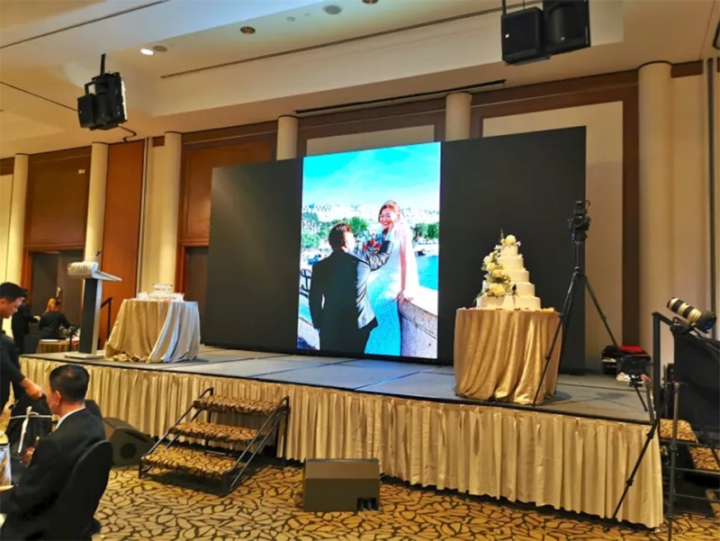 LED screen setup for a wedding event