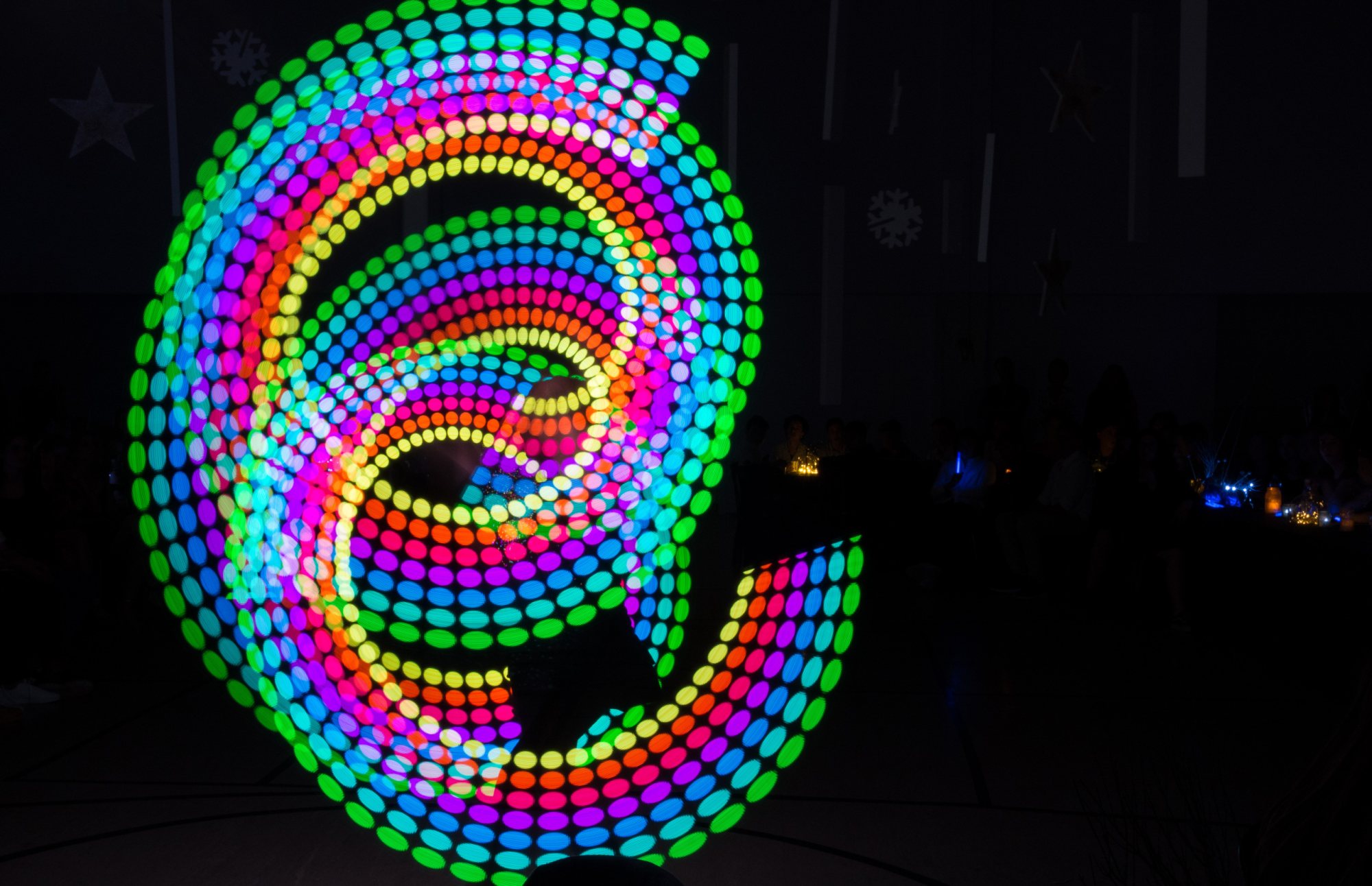 Colorful LED light patterns in a performance