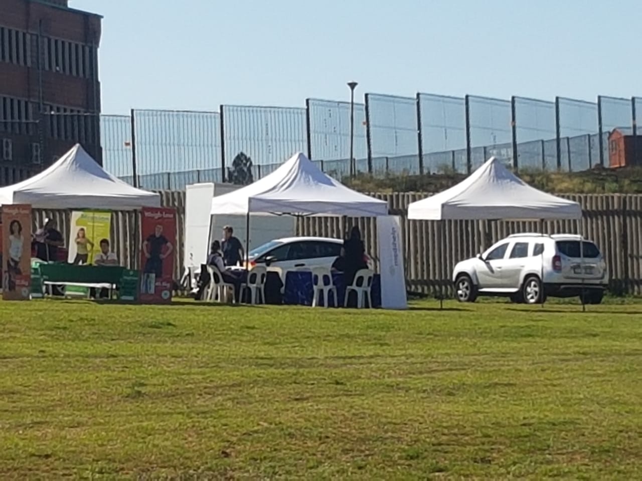 Multiple gazebos set up in an outdoor area