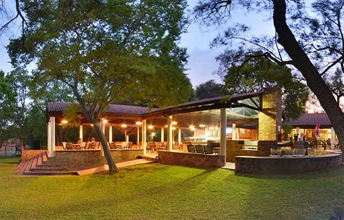 Outdoor event venue with seating and trees