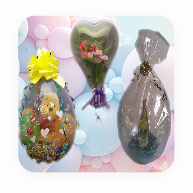 Three decorative balloon bouquets for celebrations.