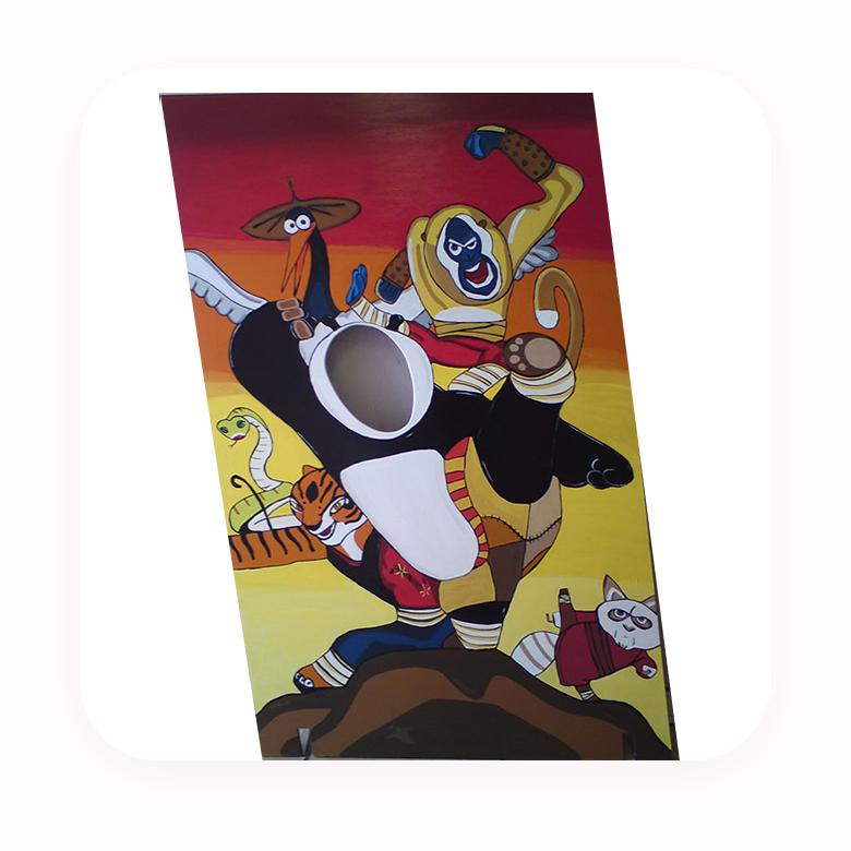 Custom piñata featuring colorful cartoon characters