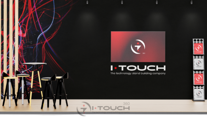 I-Touch 360 exhibition stand with logo and design elements