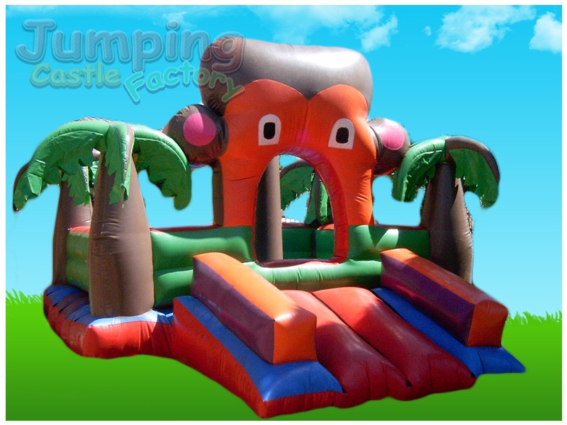 Colorful Jungle Water Castle inflatable with slides