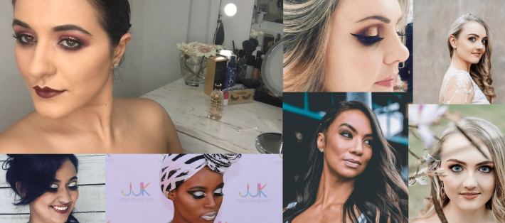 Collage of various glam makeup looks by JJK Makeup Artist