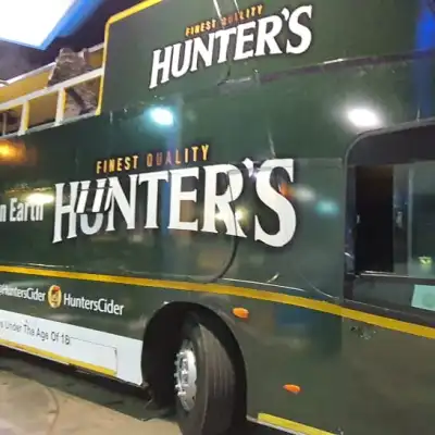 Branded Hunters party bus in Johannesburg
