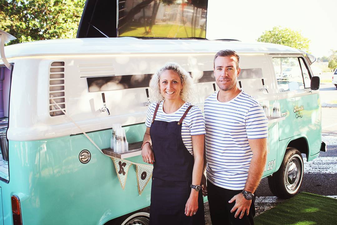 Vintage VW Kombi bar with service staff