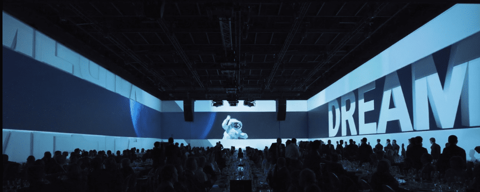 Large-scale projection mapping displayed in an event space