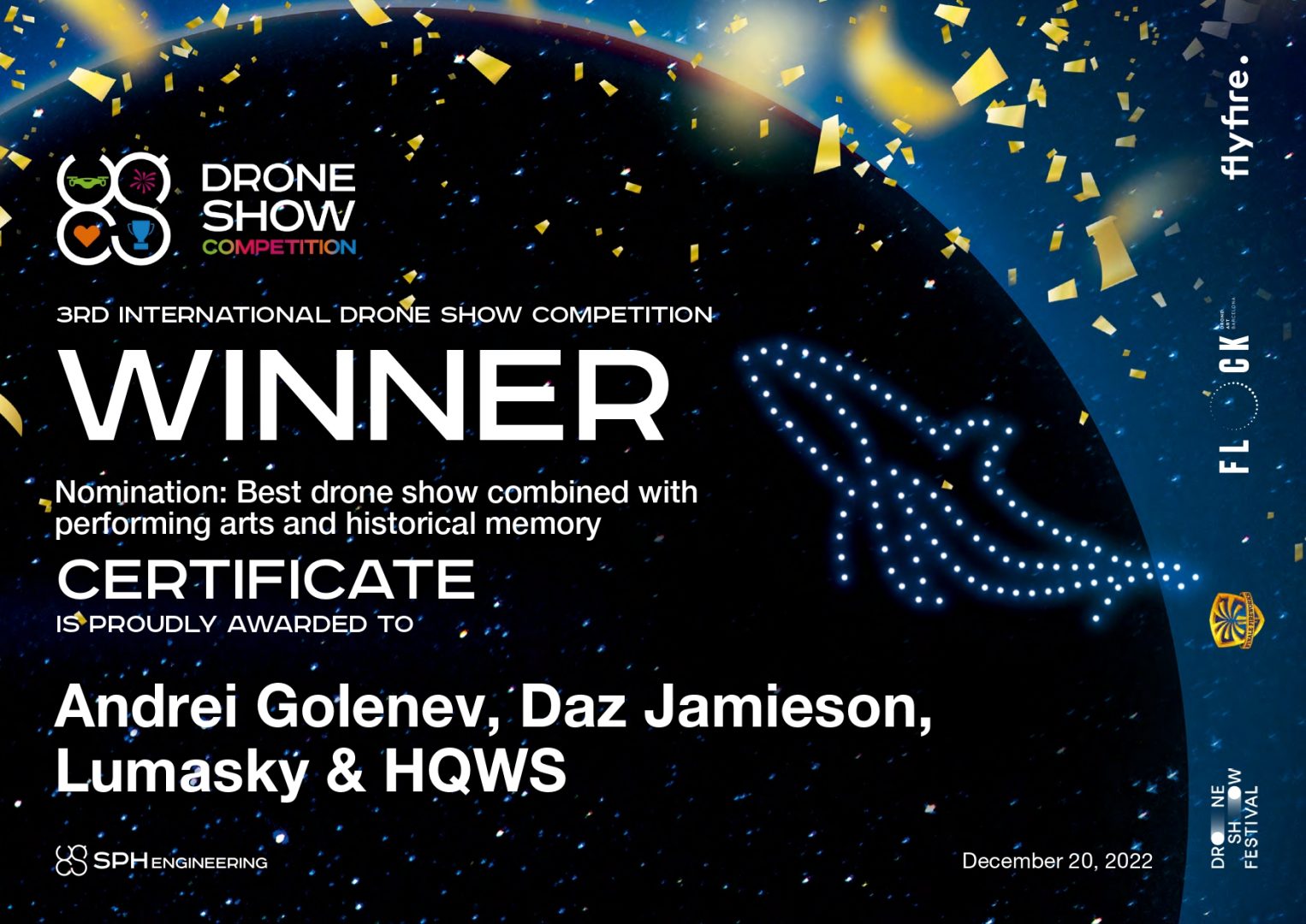 Certificate for 3rd International Drone Show Competition Winner