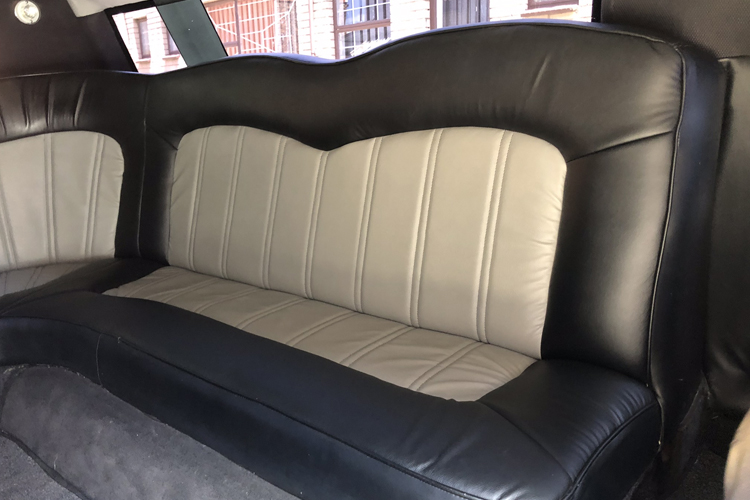 Luxury limousine interior with plush seating