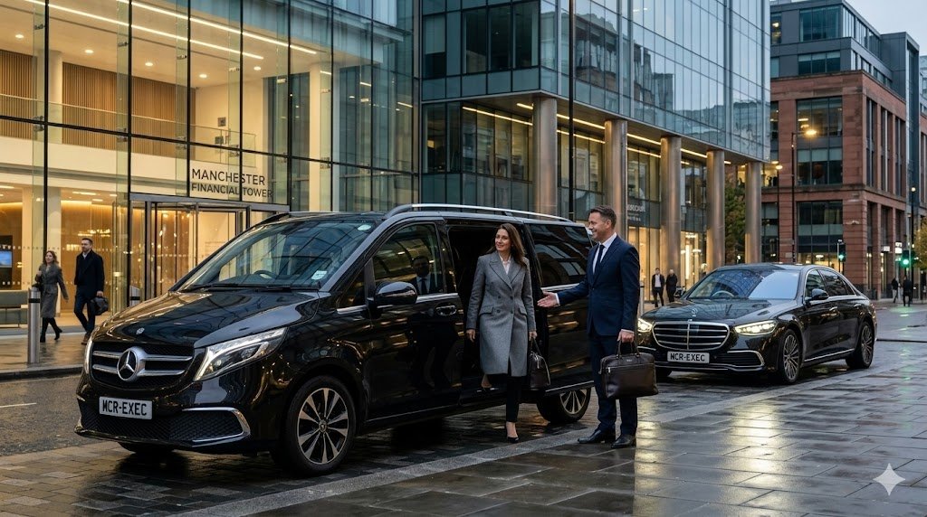 Two luxury vehicles parked in a city setting.