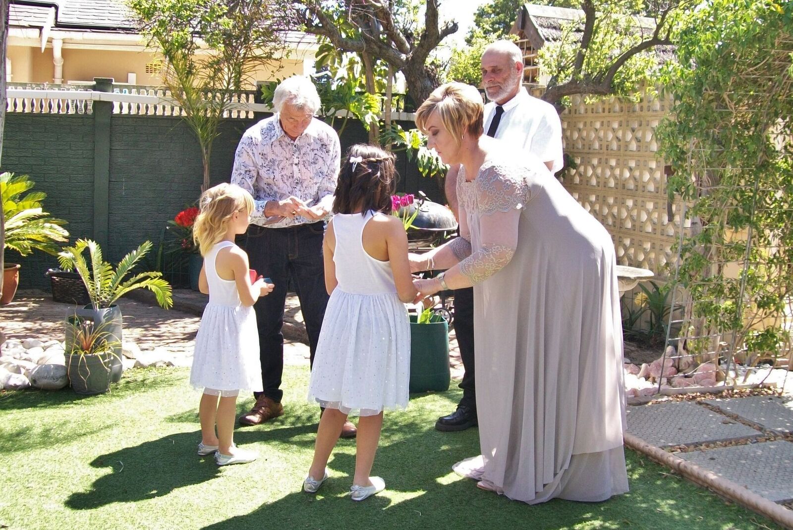 Wedding ceremony with guests in a garden