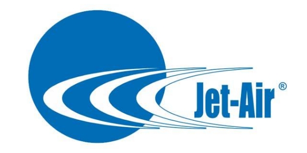 Jet-Air logo with blue circle and curved lines