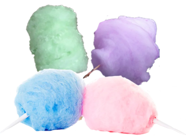 Colorful cotton candy in various flavours