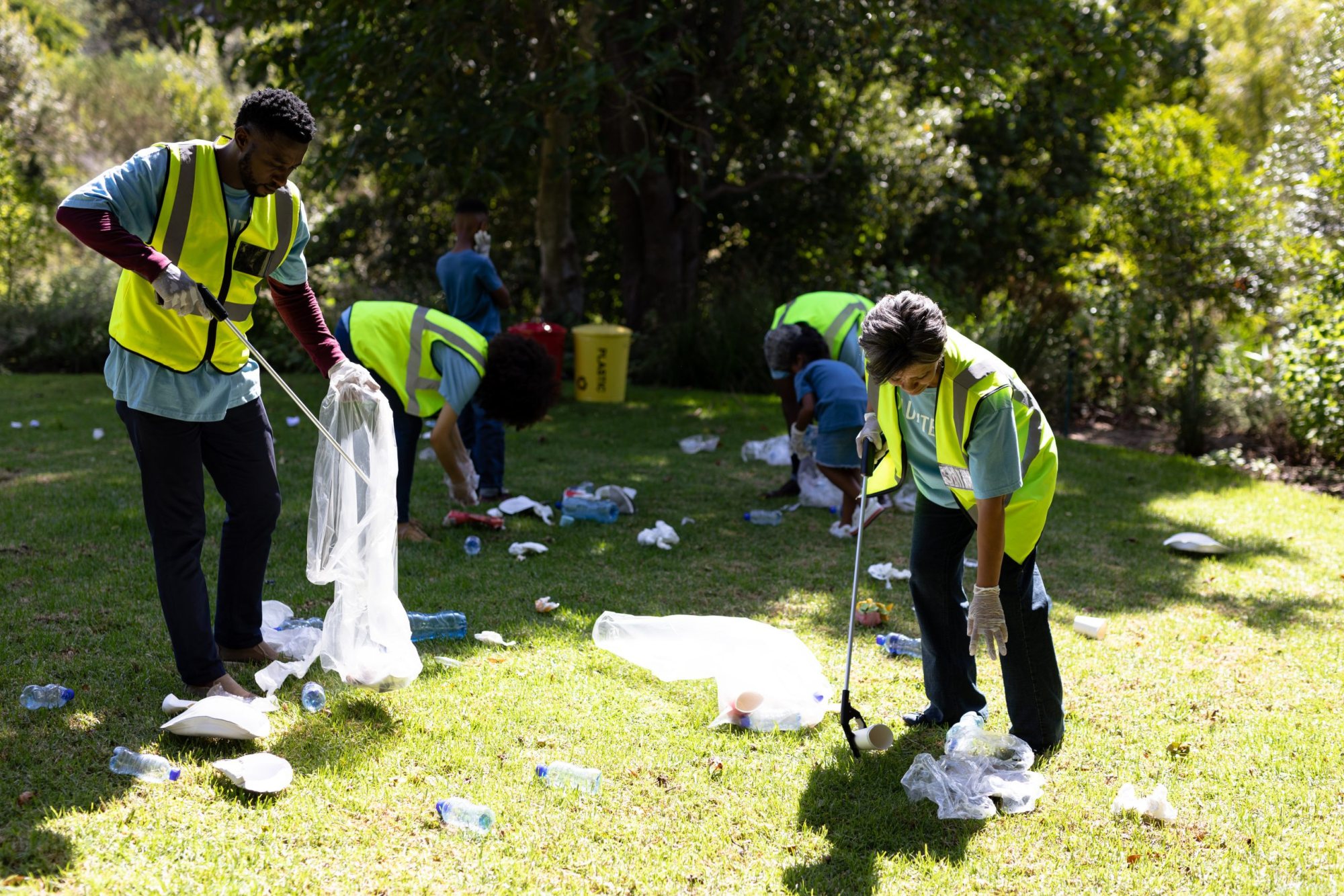 Volunteers participating in a community clean-up.