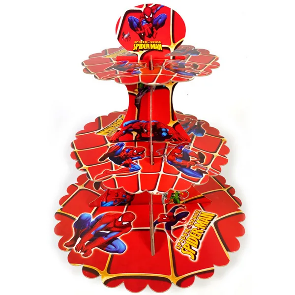 Spiderman themed cake stand and tableware