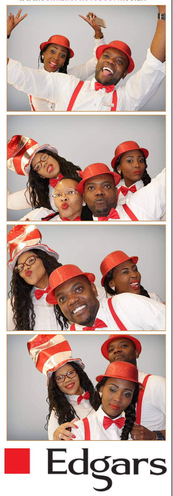Collage of guests enjoying a photo booth at an event