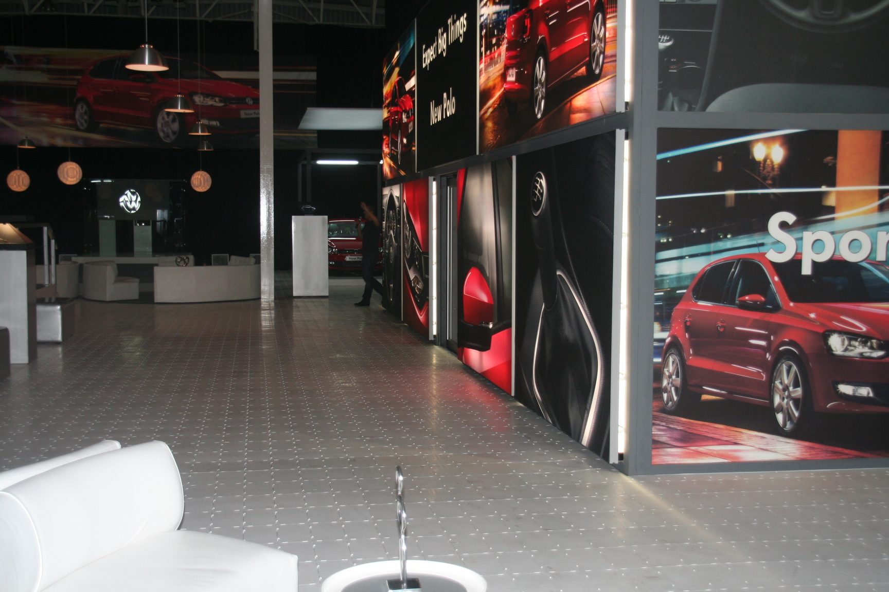 Black and white flooring in a modern event space