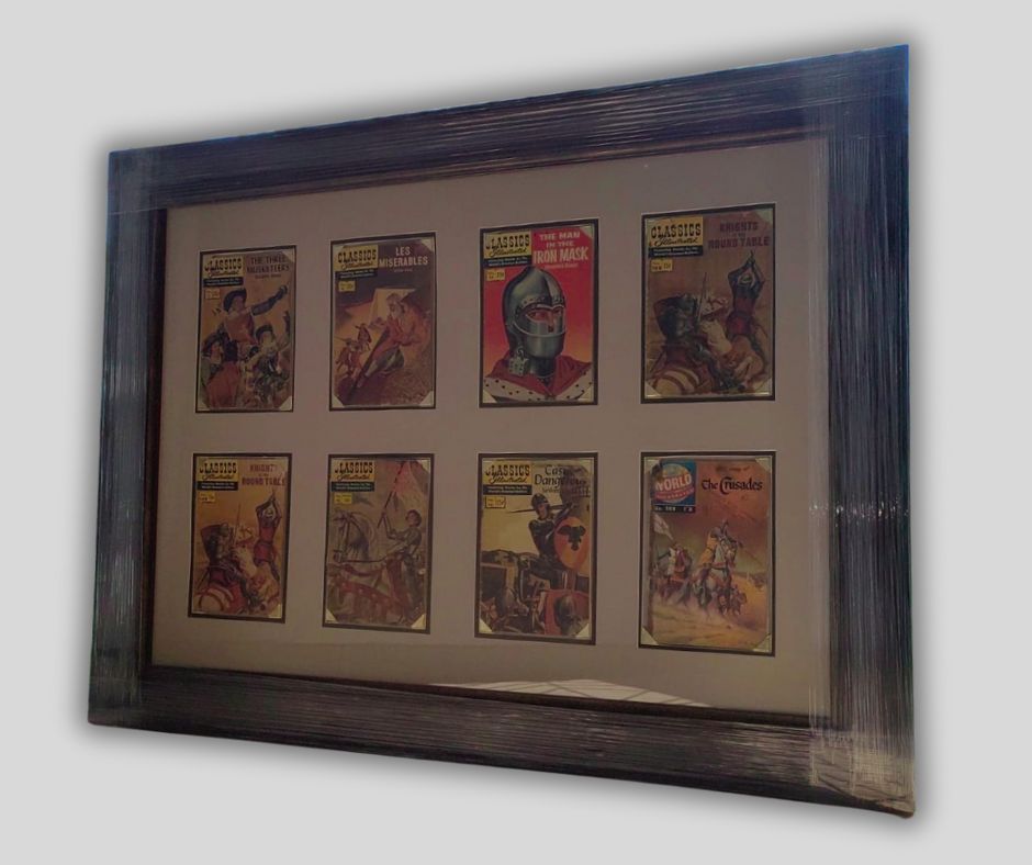 Framed collection of classic comic book covers