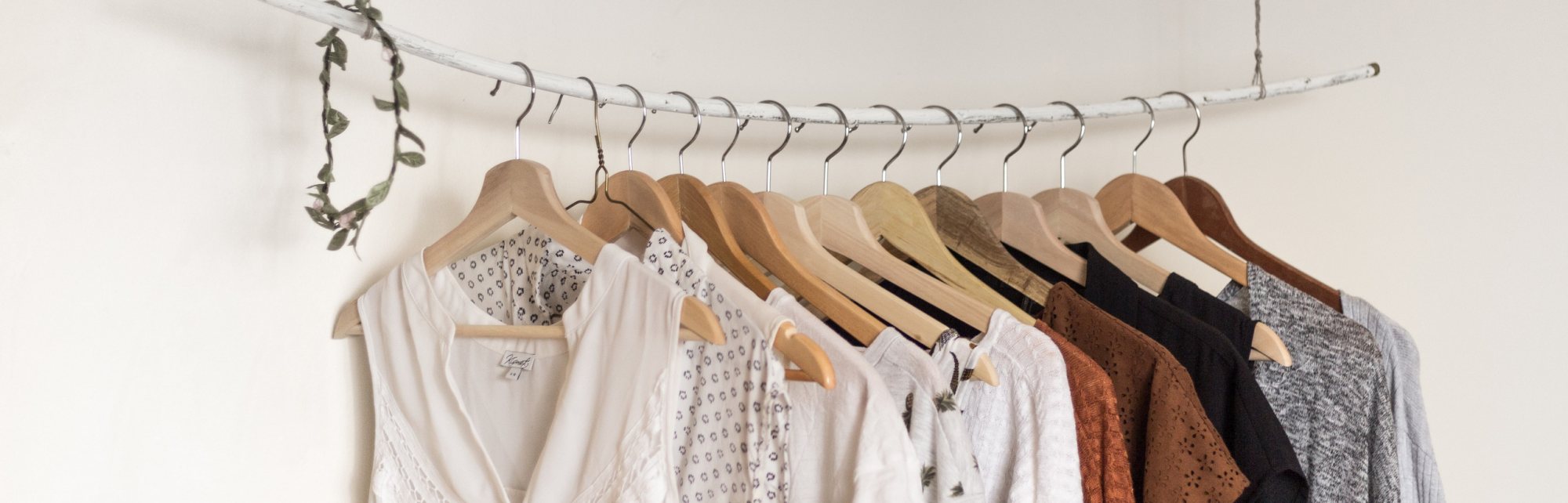 Clothes hung neatly on a display rack